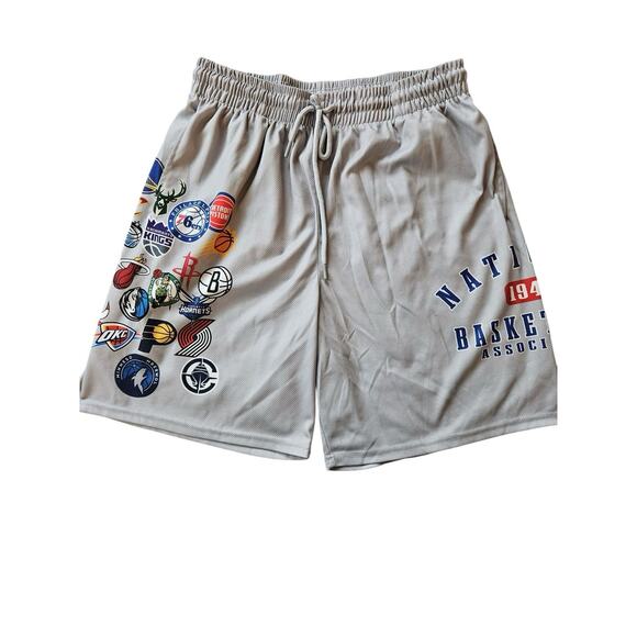 Men's NBA Ultra Game All Over Print Graphic Basketball Shorts Gray Silver Size L - Picture 1 of 4